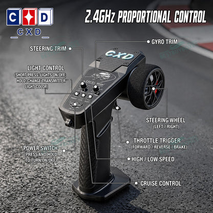 CXD 2401 1/24 4WD RC Drift Truck RTR with Gyro, LED Lights & 2.4GHz Proportional Control