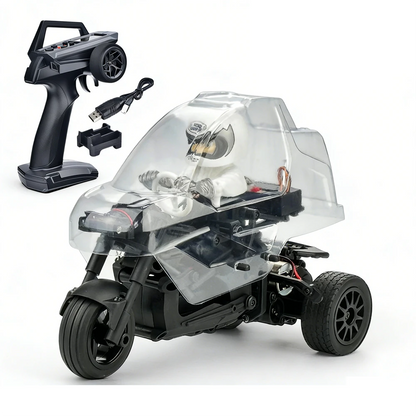 Geeks X801 1/8 RTR RC Tricycle Motorcycle 2.4GHz RWD Drift Bike – 25km/h, 50min Runtime, LED Lights