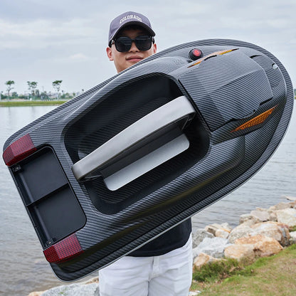 HONGXUNJIE HJ817 RC Bait Boat with Smart Cruise Control, Dual Motor, LCD Remote & Auto Return - 3.5KG Load, 500M Range, Carbon Fiber Black