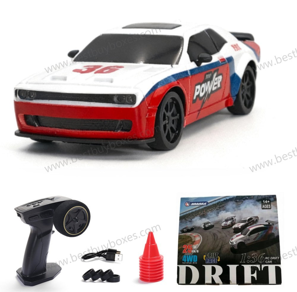 1/36 scale 4WD RC drift car with independent suspension