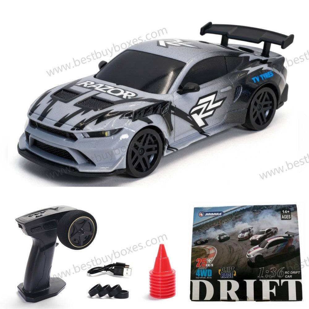 Jiabaile 1/36 Full Proportional 4WD Mini RC Drift & Racing Car with Gyro – Carbon Fiber Chassis, LED Lights, 25km/h