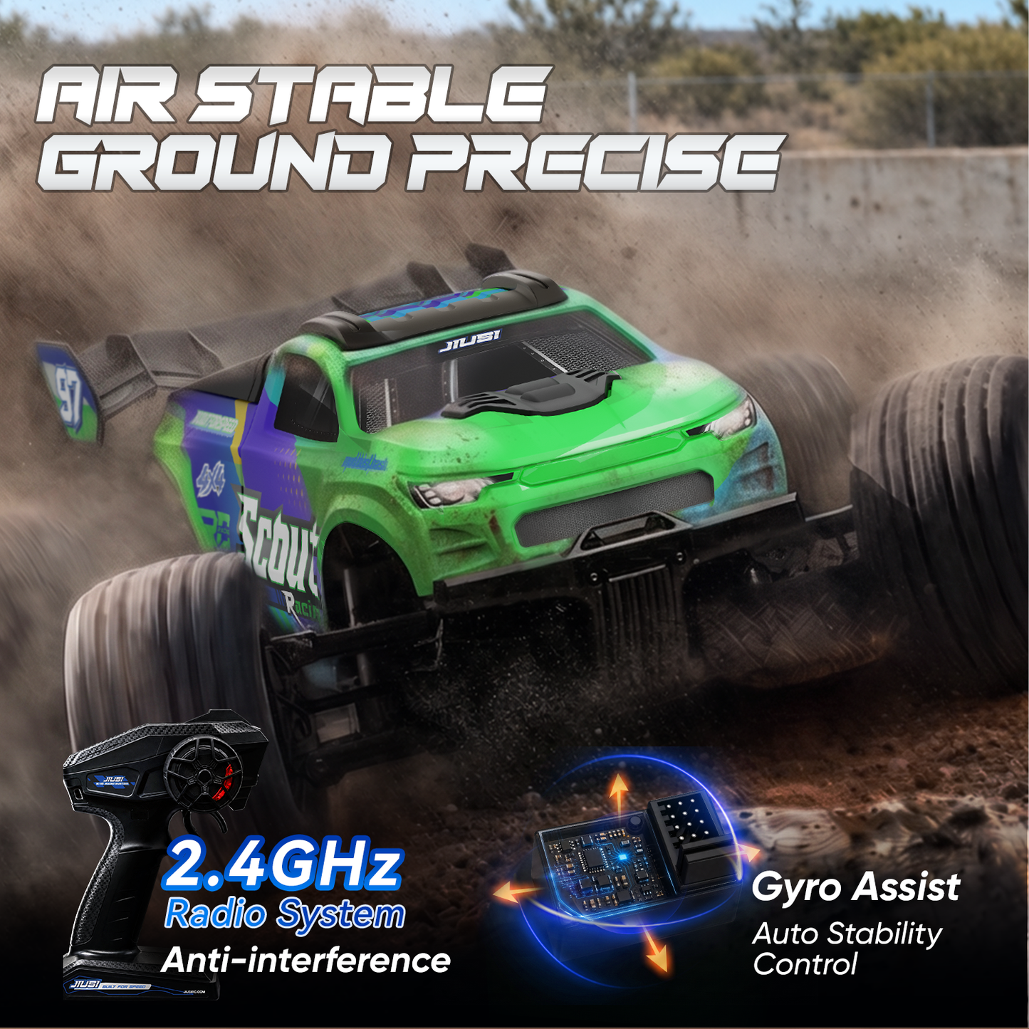 JIUSI Scout SC10 1/10 4WD 3S Brushless RC Monster Truck RTR – 50+ MPH