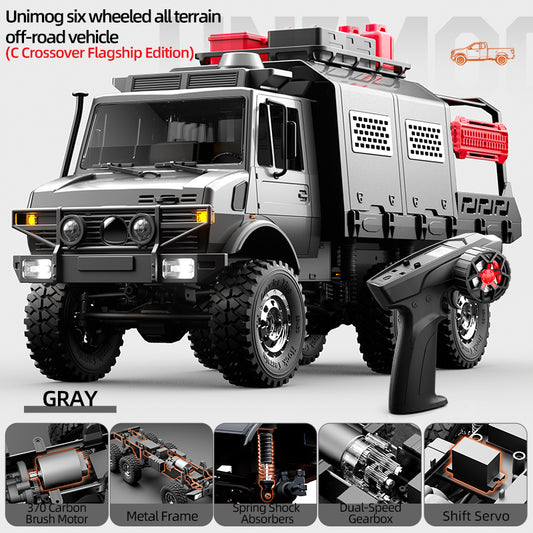 JJRC C8823C 1/18 Unimog 6x6 RC Rock Crawler Truck – 2.4GHz All-Terrain Off-Road Climbing Vehicle w/ 2-Speed Transmission & Waterproof ESC