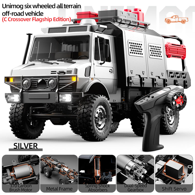 JJRC C8823C 1/18 Unimog 6x6 RC Rock Crawler Truck – 2.4GHz All-Terrain Off-Road Climbing Vehicle w/ 2-Speed Transmission & Waterproof ESC
