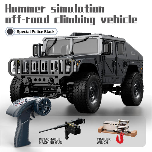JJRC C8835 Hummer Military Jeep 1/12 Scale RC Crawler – Mounted Machine Gun / LED Lights / Winch Ready / 17g Servo