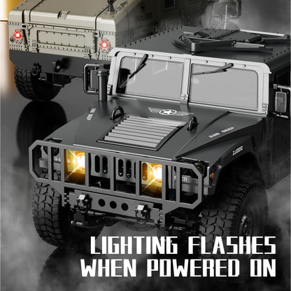 JJRC C8835 Hummer Military Jeep 1/12 Scale RC Crawler – Mounted Machine Gun / LED Lights / Winch Ready / 17g Servo