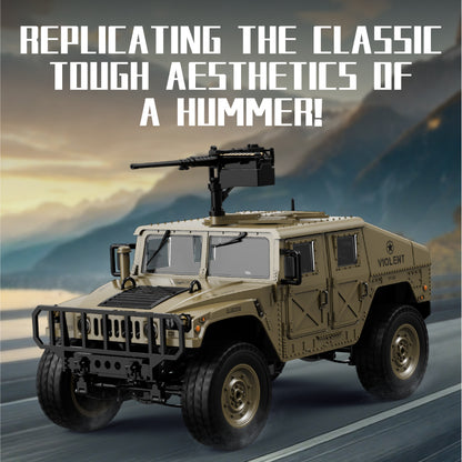JJRC C8835 Hummer Military Jeep 1/12 Scale RC Crawler – Mounted Machine Gun / LED Lights / Winch Ready / 17g Servo