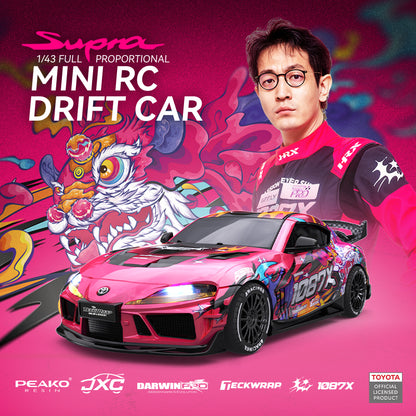 JXC SP4301 Supra 1/43 4WD RC Drift Car w/ Gyro – Officially Licensed Full Proportional 2.4GHz Mini Drift Car (1087X Lion Dance)