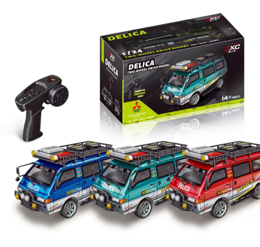 JXC Delica 1:24 RWD RC Car – Full Proportional 2WD Control, LED Headlights, 50 Min Run Time, Safety-Protected Battery