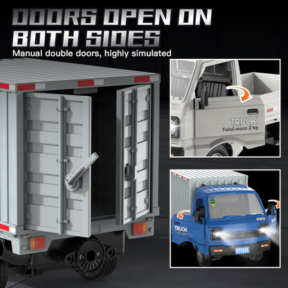 KFPLAN KF20 2.4G RWD 1:16 Scale RC Truck with Open Bed and Container Versions – Realistic Sound and LED Lights