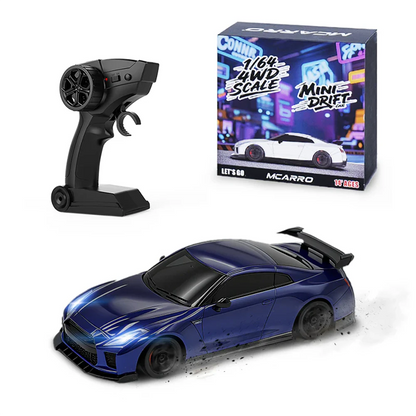 MCARRO MC061 1/64 Scale 4WD Mini RC Car RTR – White/Blue 2.4GHz Micro Racing Car