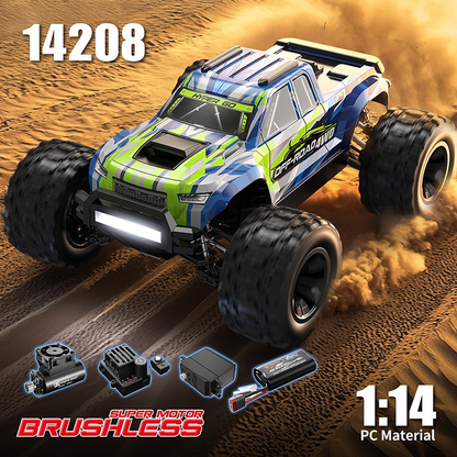MJX Hyper Go 14208 1/14 Scale 4WD Brushless Off-Road Bigfoot RC Truck – 41km/h High Speed RTR