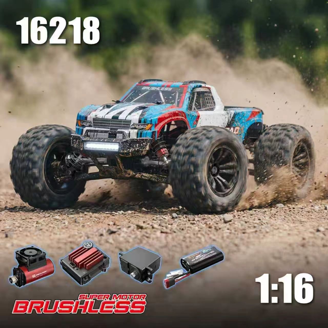 MJX Hyper Go 16218 1/16 Brushless 4WD RC Monster Truck RTR – 45KM/H Off-Road RC Truck