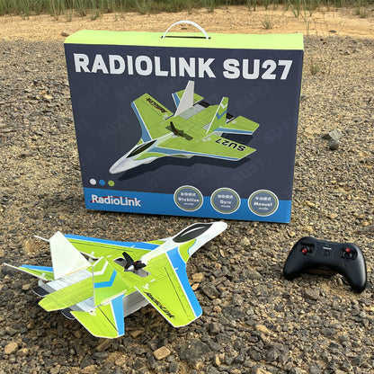 RadioLink SU27 Fighter RC Airplane RTF – 400mm Wingspan, 4KM Control Distance, 4000KV Brushless Motor, Gyroscope Assist for Beginners