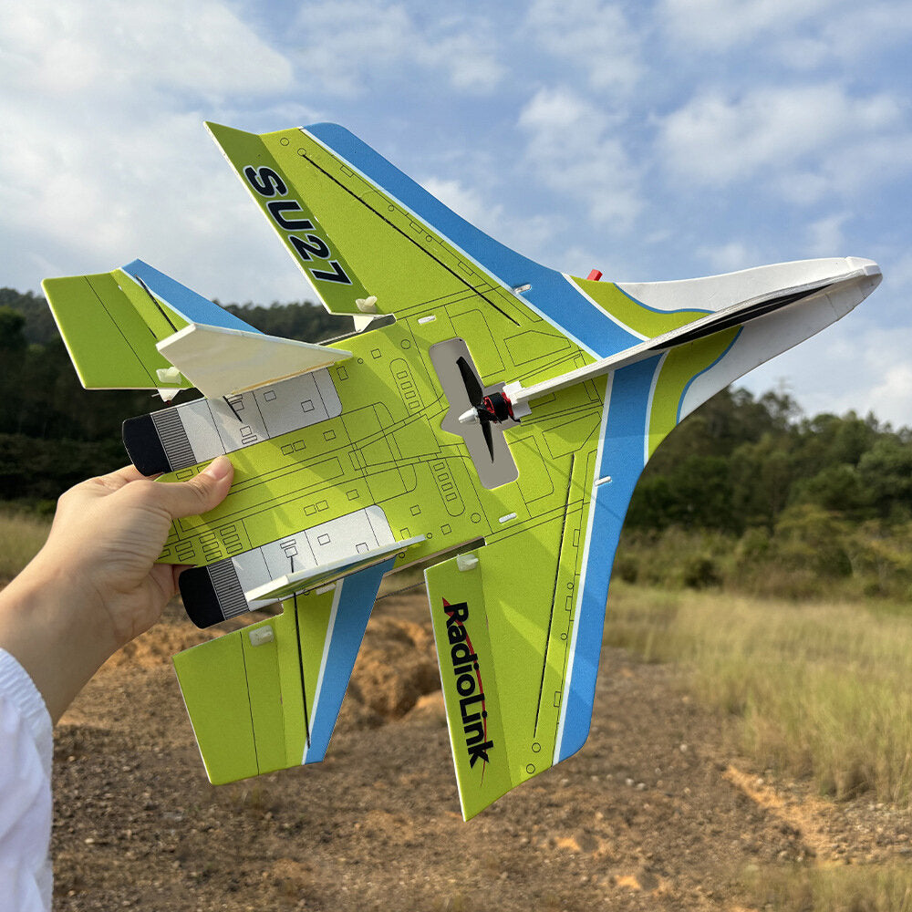 RadioLink SU27 Fighter RC Airplane RTF – 400mm Wingspan, 4KM Control Distance, 4000KV Brushless Motor, Gyroscope Assist for Beginners