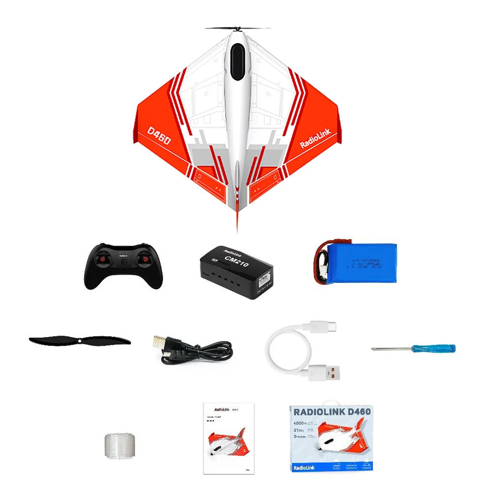 RadioLink Turbot D460 480mm Wingspan EPP RC Airplane - PNP/RTF with 1600KV Brushless Motor, 4KM Control Distance, and Gyroscope Assist