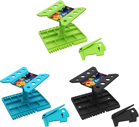 RC Car Work Stand with Ride Height Gauge – 360° Rotating Repair Station for 1/10 to 1/24 Scale RC Cars (Traxxas, Arrma, Axial, Redcat, Losi)