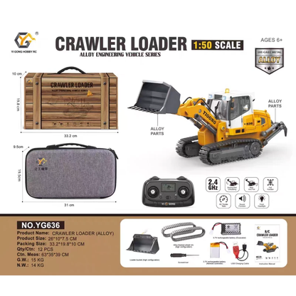 Yi Gong 636 1/50 Full-Channel Alloy RC Loader – Dual Motors, LED Lights, 2.4GHz, 3.7V LiPo