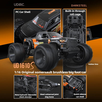 UDIRC UD1610S 1/16 Brushless RC Monster Truck – 4WD, 80KMH, DumboRC X5E Radio