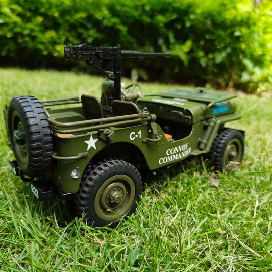 Luxingzhe 1/16 Scale Full Metal Willys Jeep RC Car – 4WD, LED Lights, Alloy Frame, Soldier & Gun