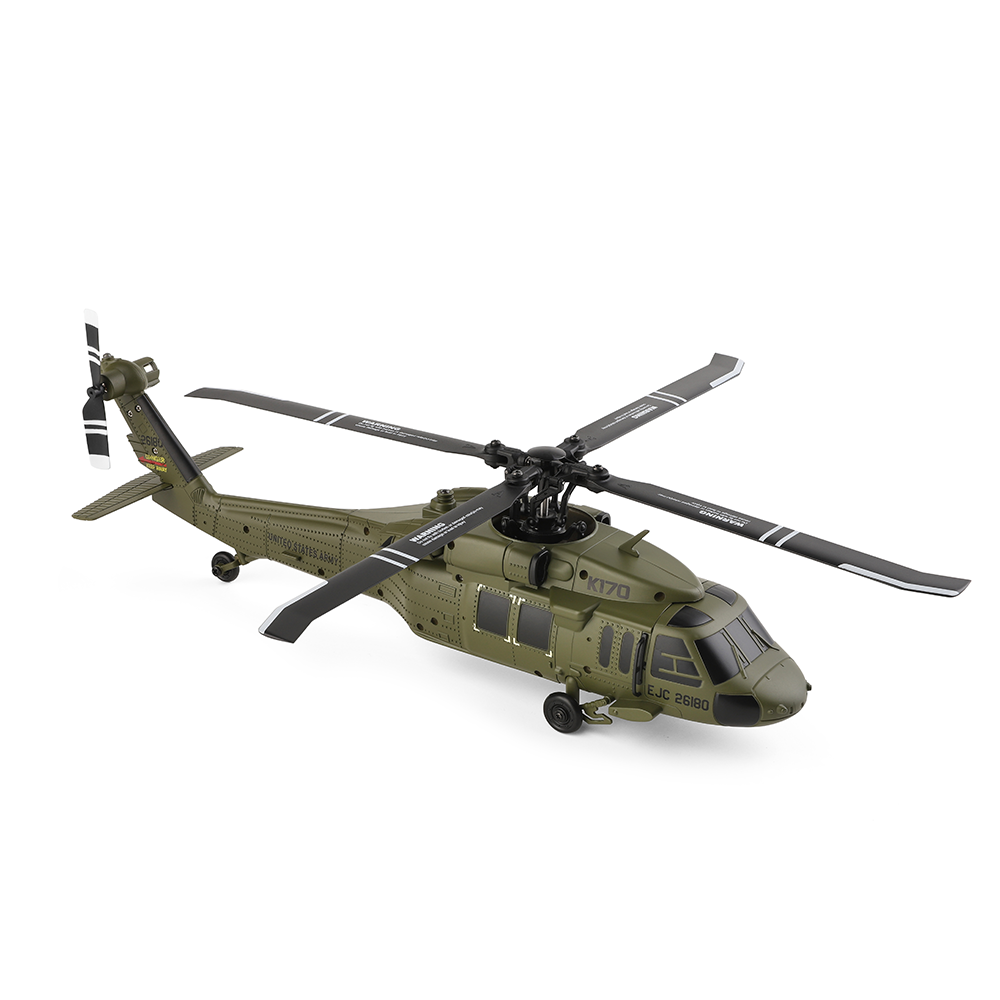 WLTOYS XK K170 BlackHawk UH-60L RC Helicopter - 4-Channel, Brushless Motor, Military Green