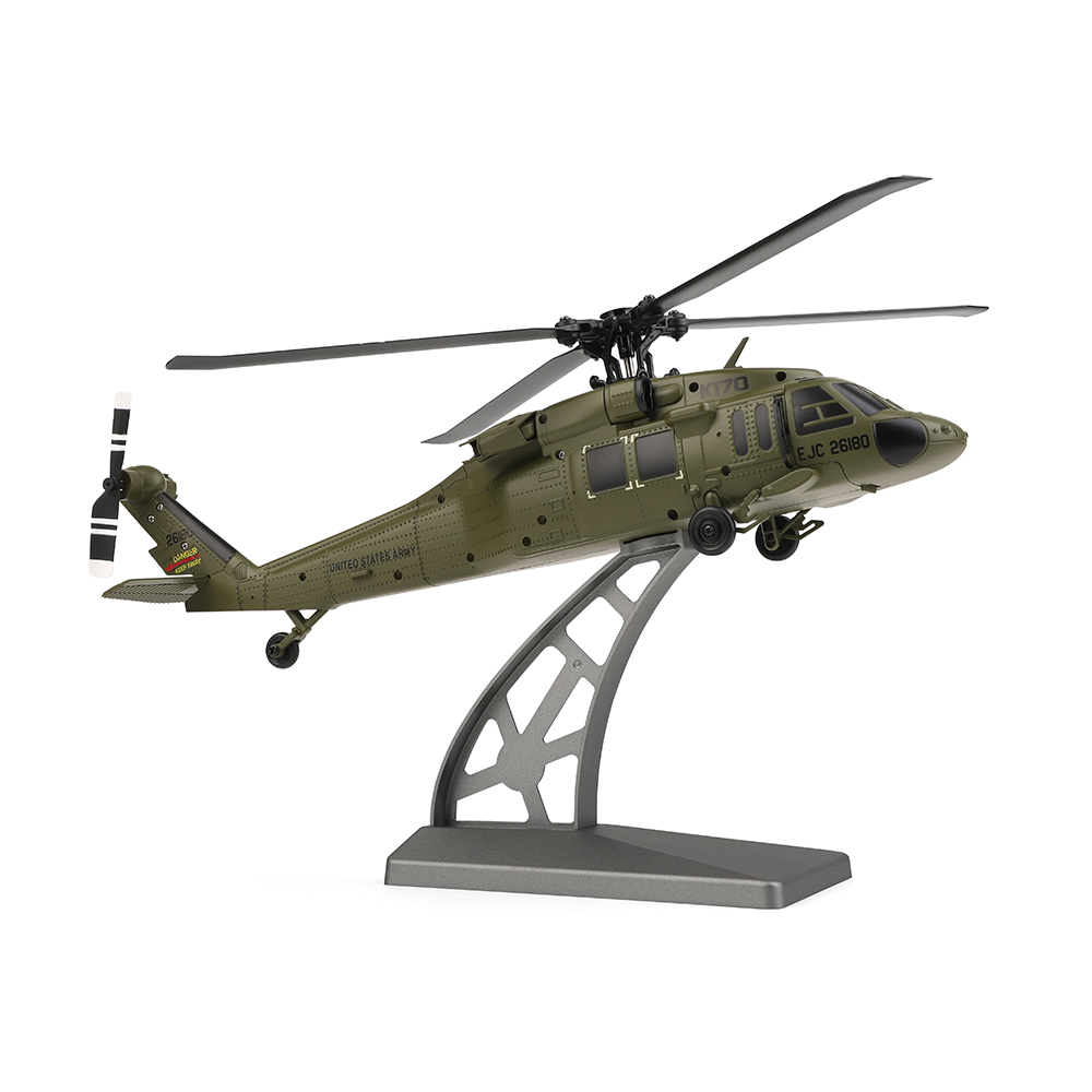 WLTOYS XK K170 BlackHawk UH-60L RC Helicopter - 4-Channel, Brushless Motor, Military Green