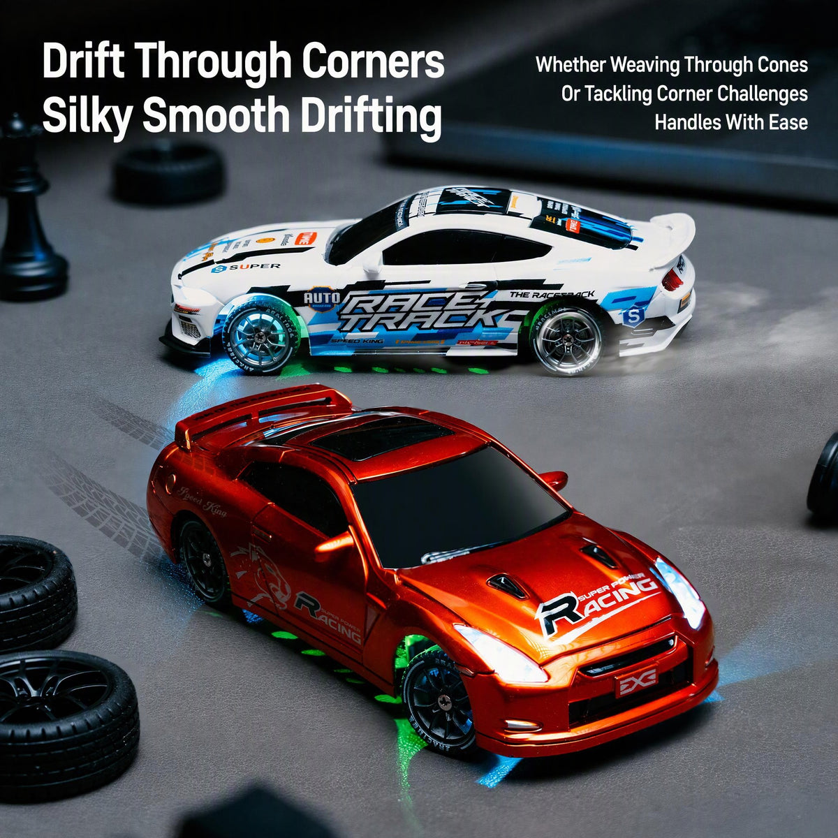XZH PB079A/PB079B 1/43 4WD Mini RC Drift Car RTR with Gyro, LED Lights & Racing Tires